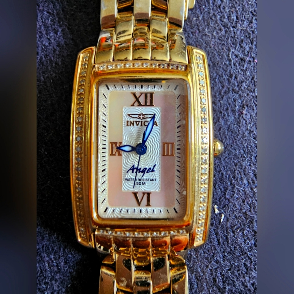 Invicta Women's Angel Gold Watch with Blue Accents